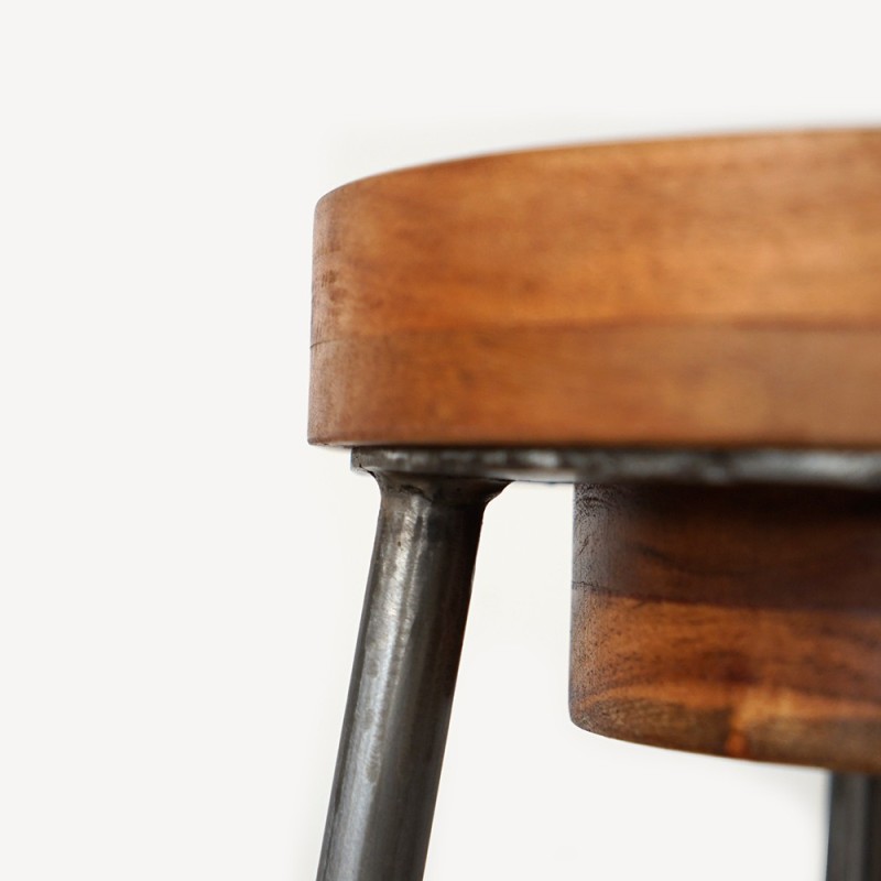 Scandinavische kruk SCANDUS hout en metaal