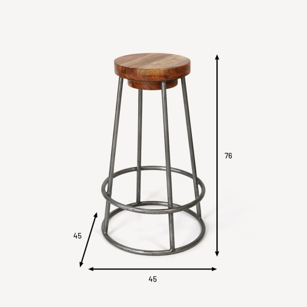 Scandinavische kruk SCANDUS hout en metaal