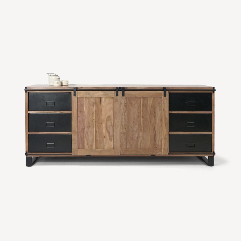 Groot buffet van hout & metaal 200 cm - Osaka