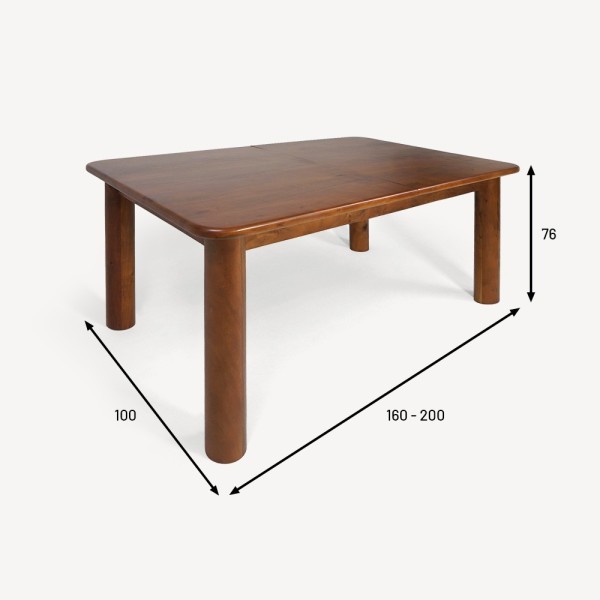 Uitschuifbare massief houten tafel 160-200cm - Cara