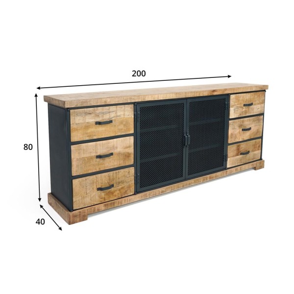 Industrieel buffet 200 cm - Cambridge