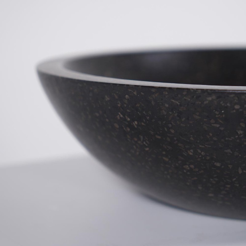 Rond zwart terrazzo wastafel diameter 40 cm - Megha