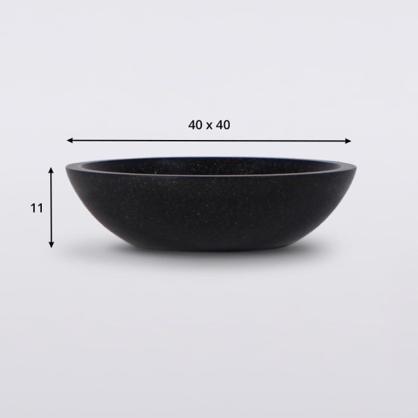Rond zwart terrazzo wastafel diameter 40 cm - Megha