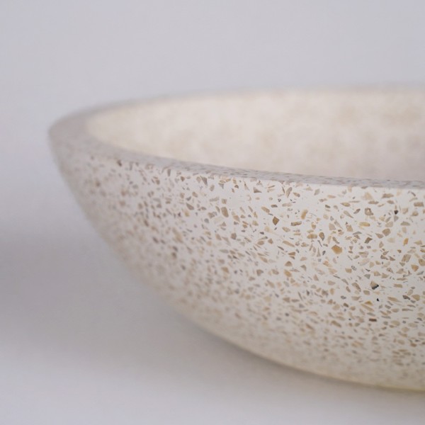 Ronde witte terrazzo wastafel diameter 40 cm - Megha