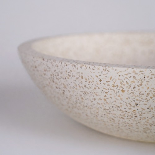 Ronde witte terrazzo wastafel diameter 40 cm - Megha