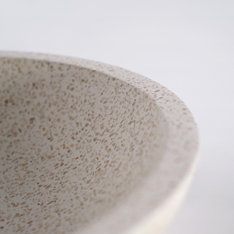 Ronde witte terrazzo wastafel diameter 40 cm - Megha