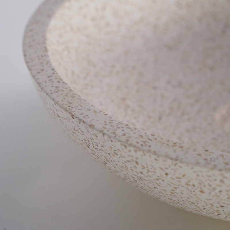 Ronde witte terrazzo wastafel diameter 40 cm - Megha