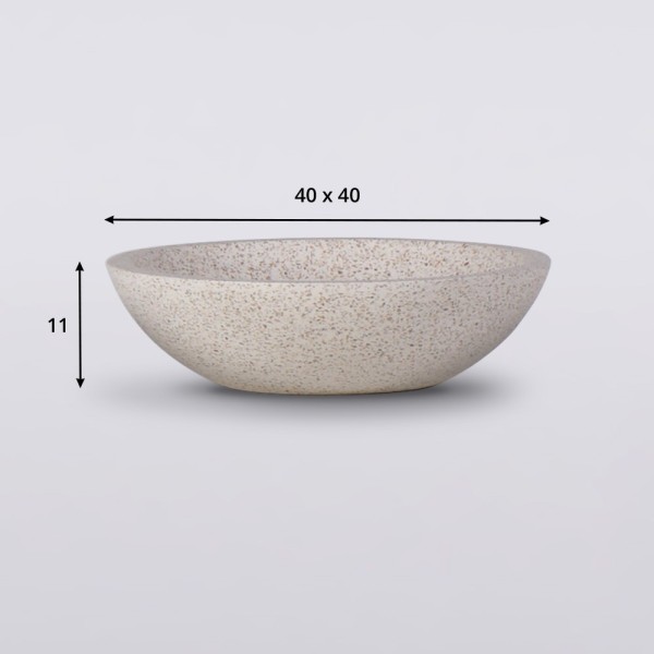 Ronde witte terrazzo wastafel diameter 40 cm - Megha