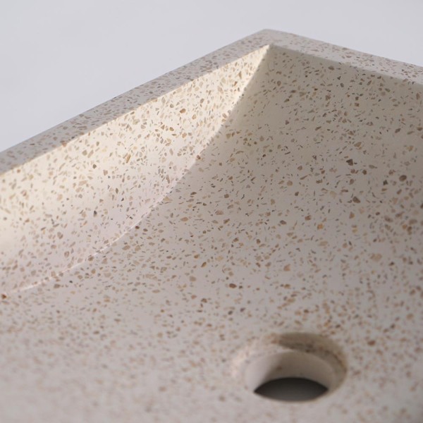 Witte terrazzo rechthoekige waskom 45 cm x 40 cm - Mayuri