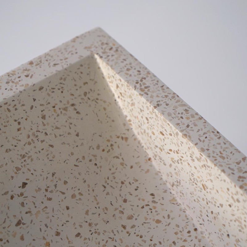 Witte terrazzo rechthoekige waskom 45 cm x 40 cm - Mayuri