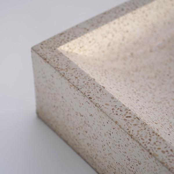 Witte terrazzo rechthoekige waskom 45 cm x 40 cm - Mayuri