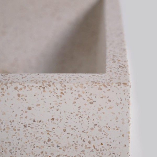 Witte terrazzo rechthoekige waskom 45 cm x 40 cm - Mayuri