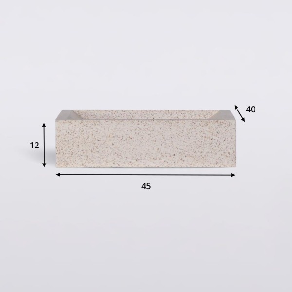 Witte terrazzo rechthoekige waskom 45 cm x 40 cm - Mayuri