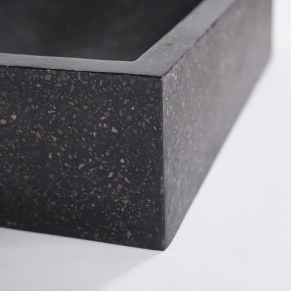 Zwarte terrazzo rechthoekige waskom 45 cm x 40 cm - Mayuri