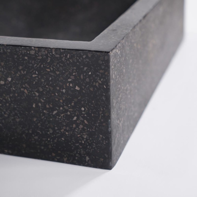 Zwarte terrazzo rechthoekige waskom 45 cm x 40 cm - Mayuri