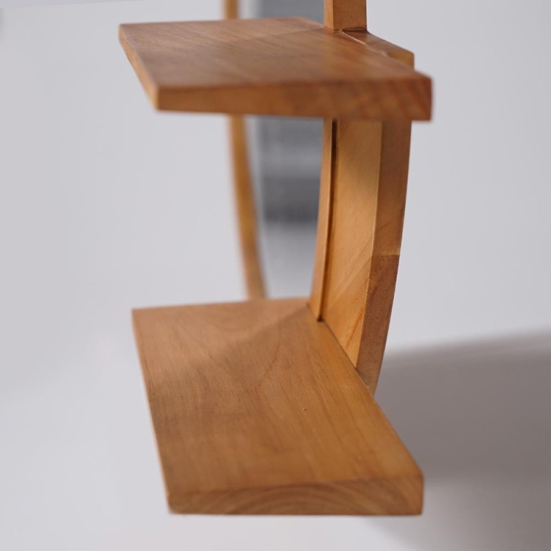 Ovale spiegel met teakhouten lijst en planken - Leela