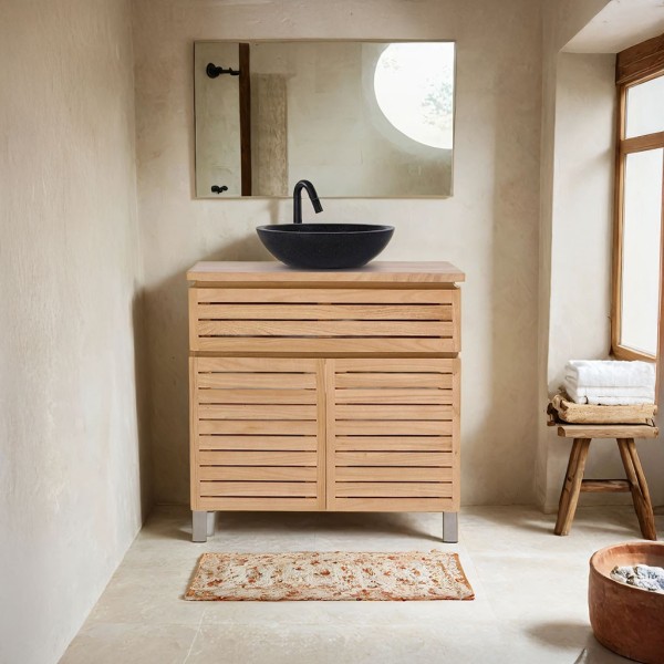 Massief houten badmeubel 80 cm - Reva