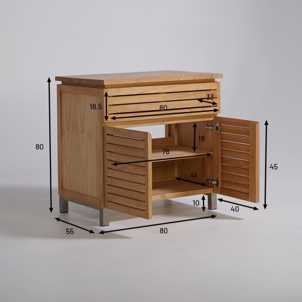 Massief houten badmeubel 80 cm - Reva