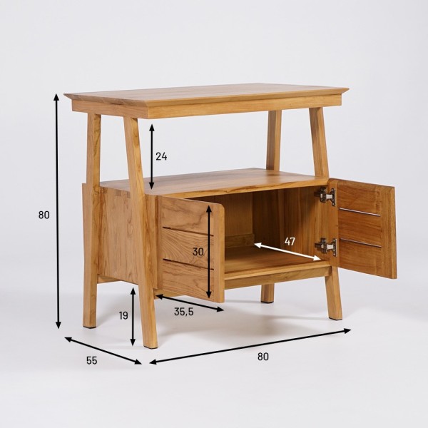 Massief teak badmeubel 80 cm - Nandini