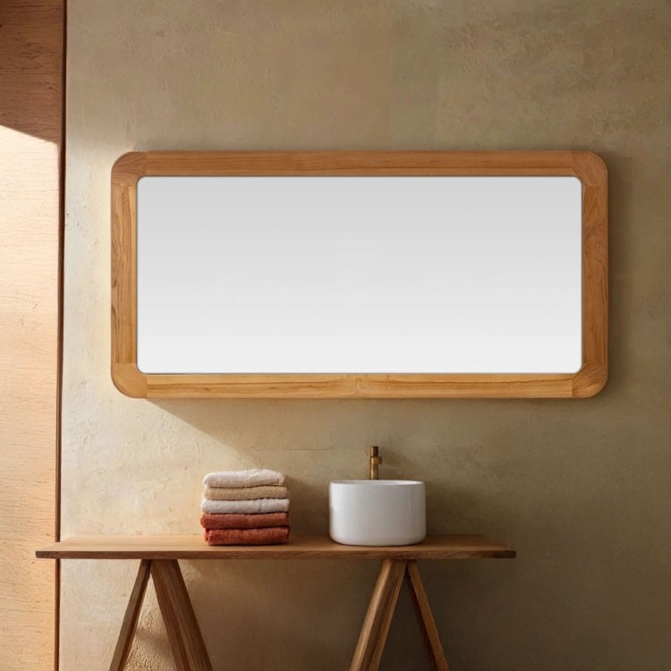 Rechthoekige badkamerspiegel 140 cm x 70 cm met afgeronde hoeken