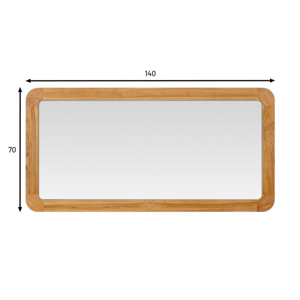 Rechthoekige badkamerspiegel 140 cm x 70 cm met afgeronde hoeken