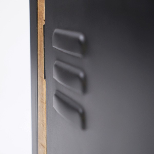 130 cm massief houten industriële kast met zwarte metalen deur - Kansas