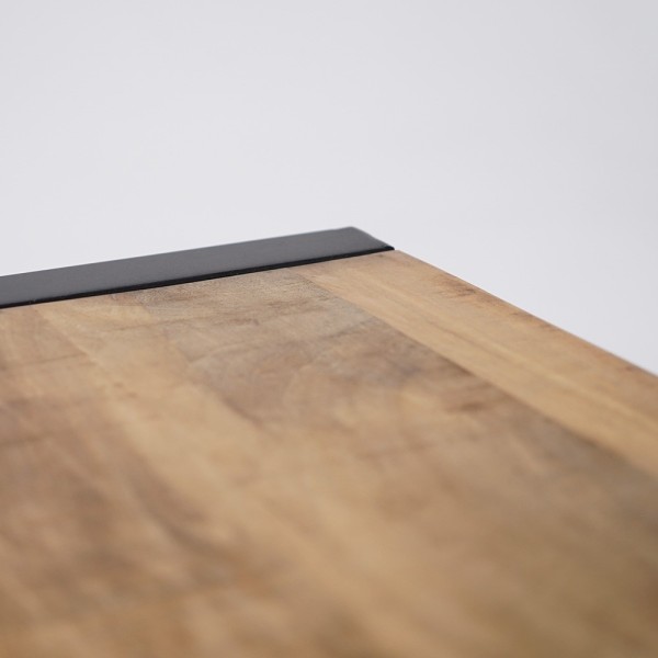 130 cm massief houten industriële kast met zwarte metalen deur - Kansas