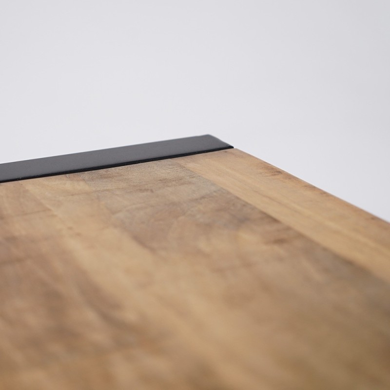 130 cm massief houten industriële kast met zwarte metalen deur - Kansas