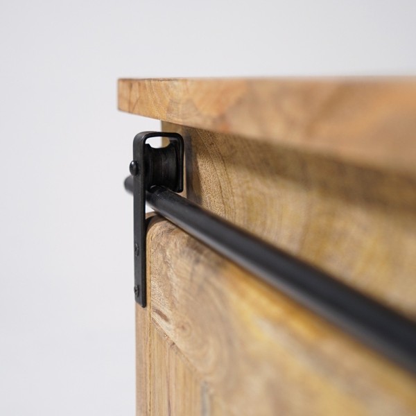 Meuble TV bois massif 220 cm avec porte coulissante - Paris