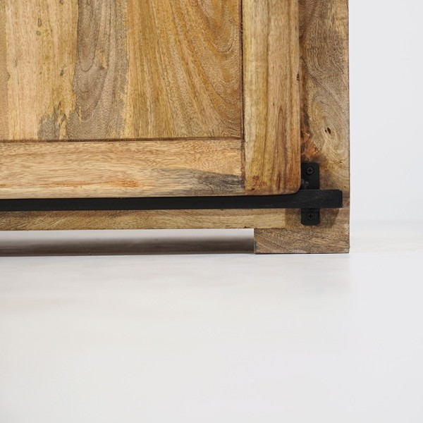Meuble TV bois massif 220 cm avec porte coulissante - Paris