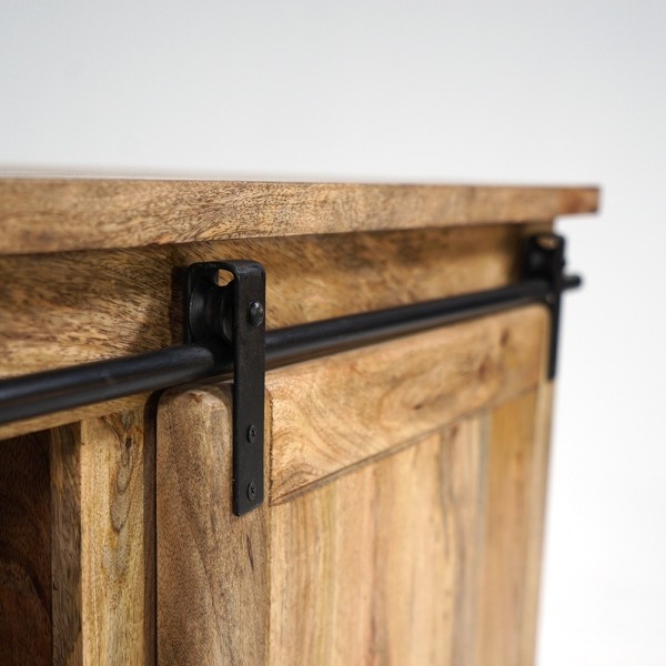 Meuble TV bois massif 220 cm avec porte coulissante - Paris