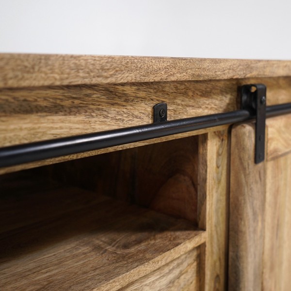 Meuble TV bois massif 220 cm avec porte coulissante - Paris