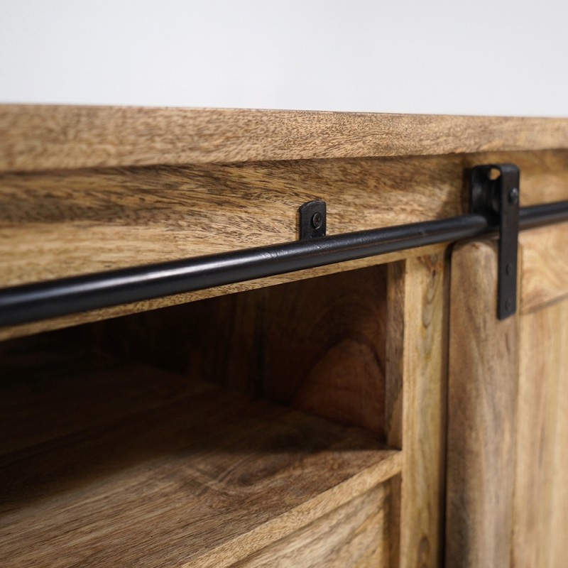 Meuble TV bois massif 220 cm avec porte coulissante - Paris
