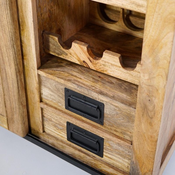 Massief houten en metalen wijnkelder dressoir - Parijs