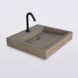 Rechthoekige betonnen waskom in natuurlijke kleur - Solidis