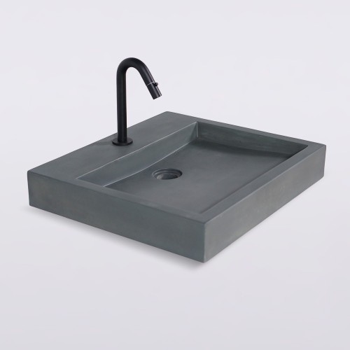 Kopergroen rechthoekig betonnen waskom - Solidis