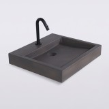 Diep antraciet rechthoekig betonnen waskom - Solidis