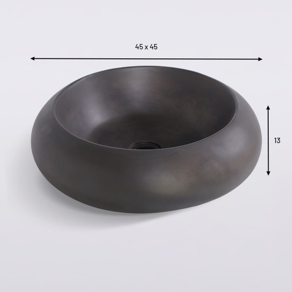 Ronde betonnen waskom - Diep antraciet - Concrete Essence