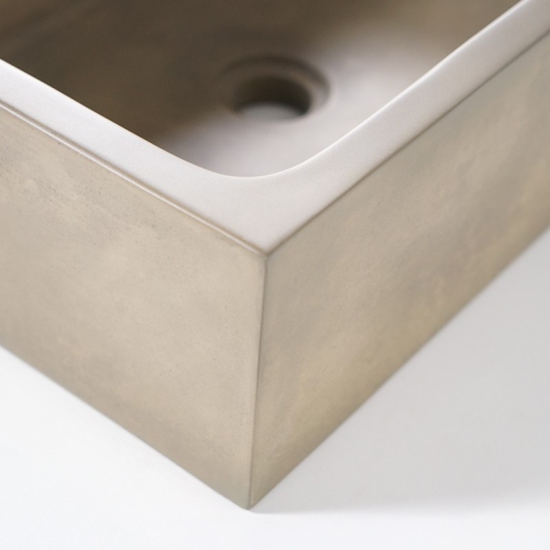 Rechthoekige betonnen waskom - Natuurlijke kleur - Slate Wave