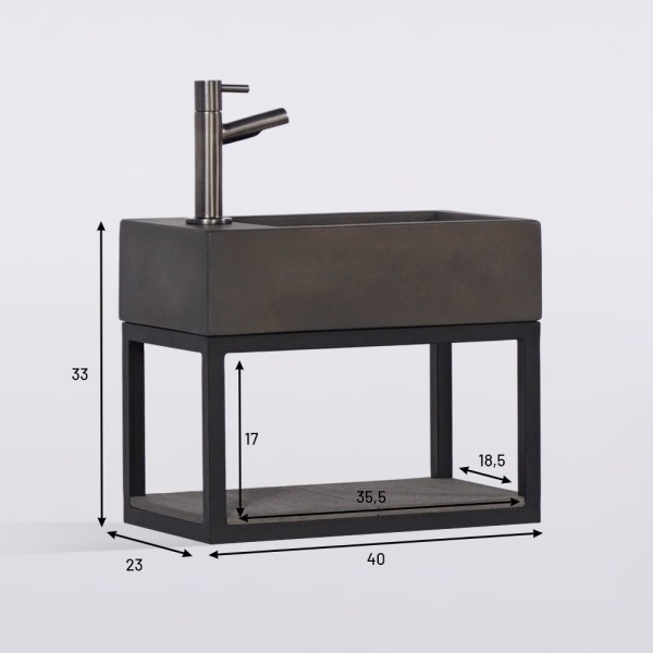 Handwasbak met handdoekrek en betonnen waskom - Core