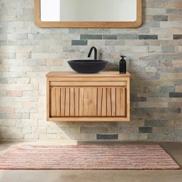 Natuur houten badkamermeubel 80 cm - Neo
