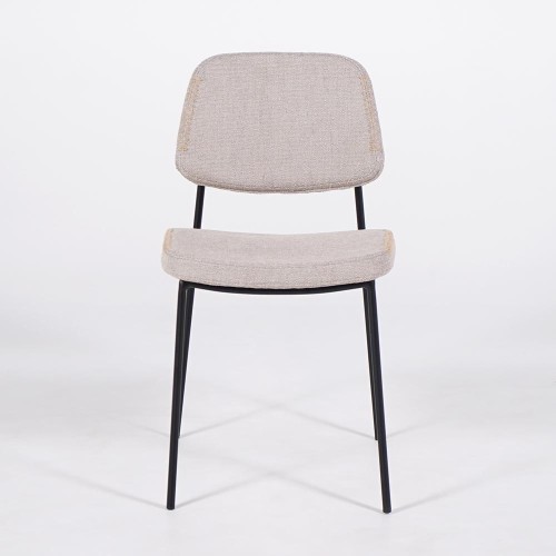 Beige stoffen eetkamerstoel met zwarte poten - Menta