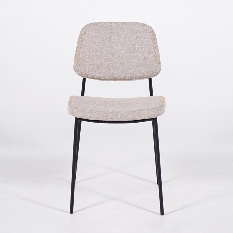 Beige stoffen eetkamerstoel met zwarte poten - Menta