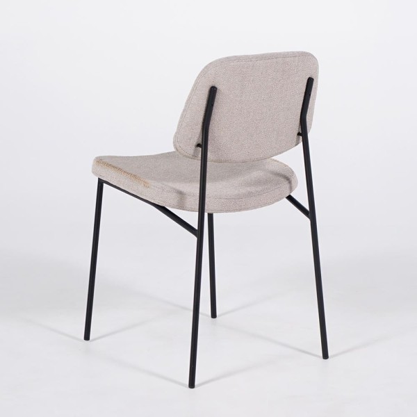 Beige stoffen eetkamerstoel met zwarte poten - Menta