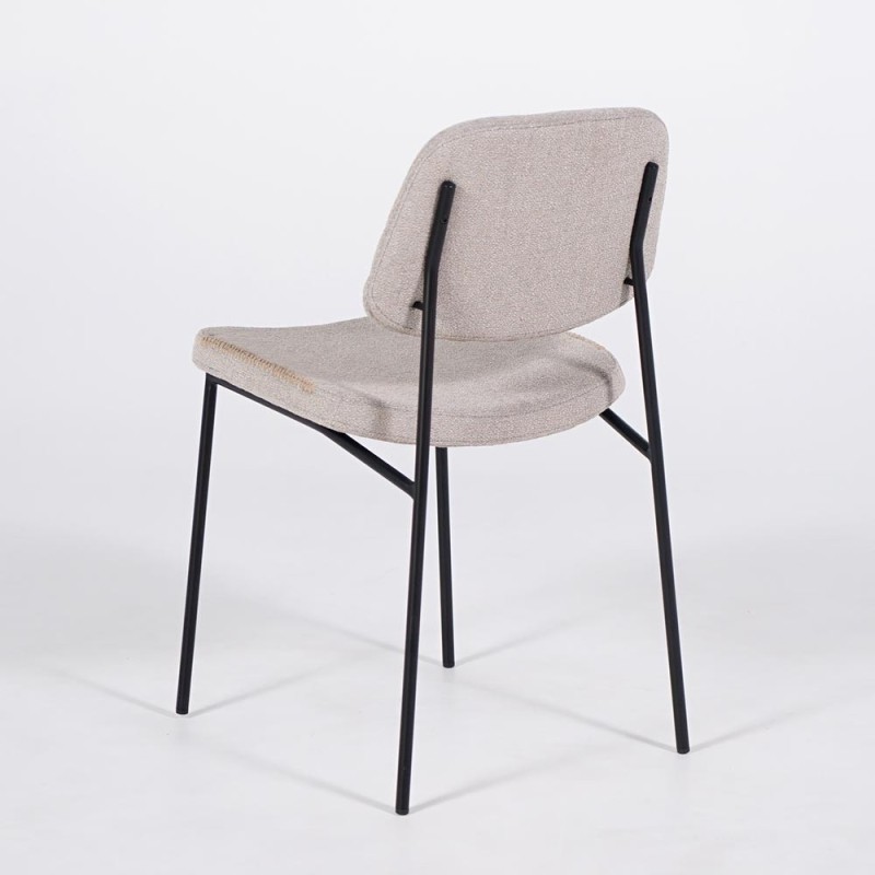 Beige stoffen eetkamerstoel met zwarte poten - Menta