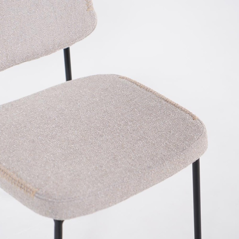 Beige stoffen eetkamerstoel met zwarte poten - Menta