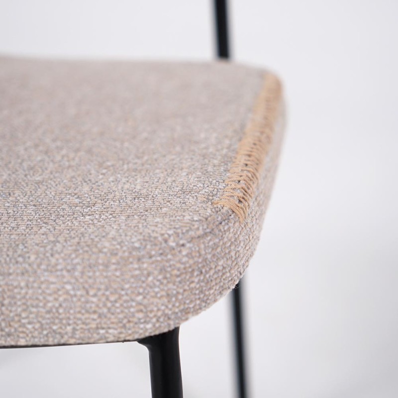 Beige stoffen eetkamerstoel met zwarte poten - Menta