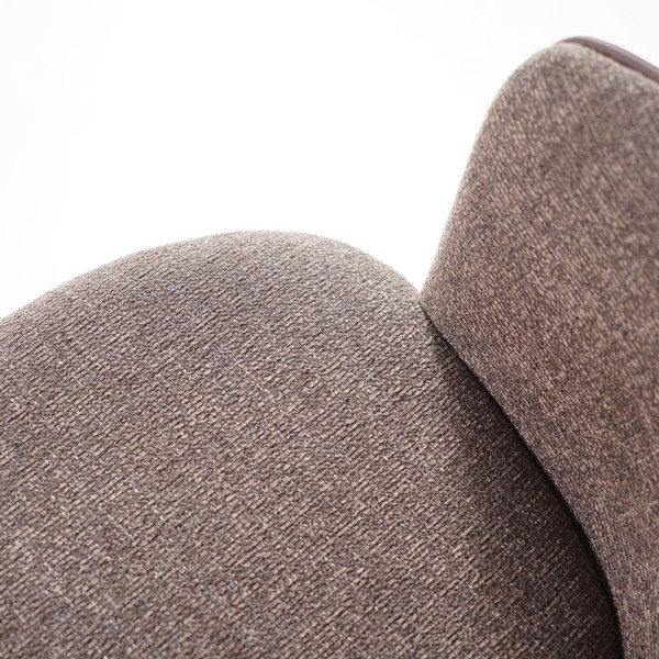 Eetkamerstoel in bruine boucléstof, bruin kunstleer – Hey