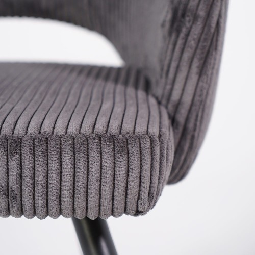 Eetkamerstoel van grijs fluweel met zwarte metalen poten - Maple