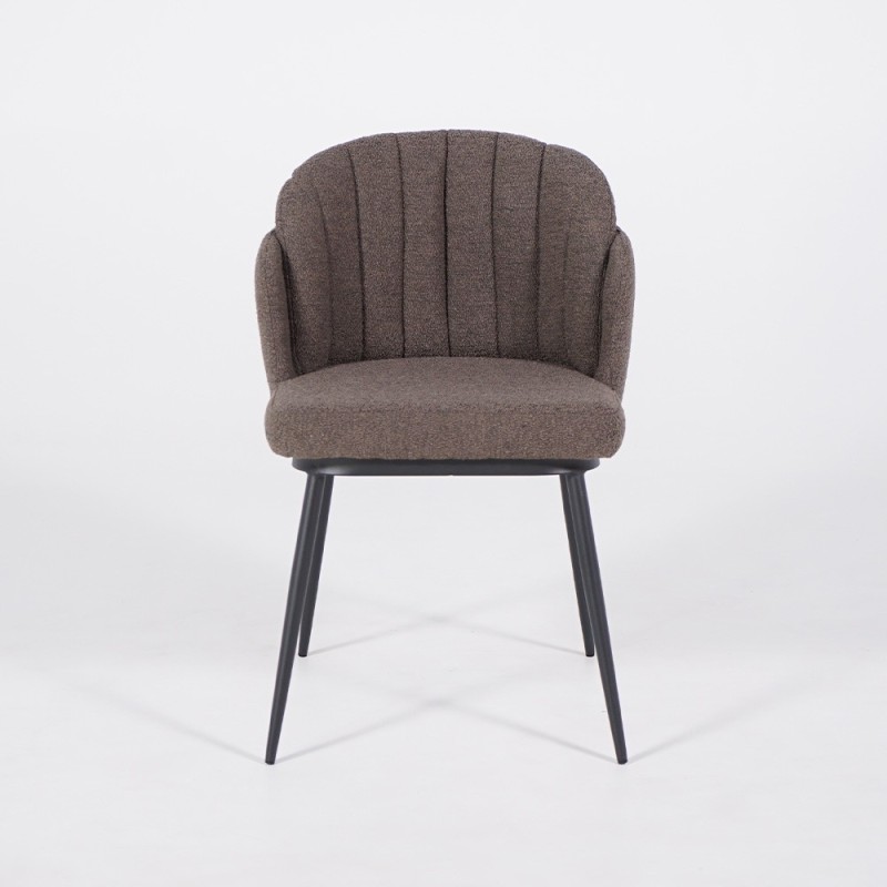 Eetkamerstoel van grijs fluweel met zwarte metalen poten - Sierra